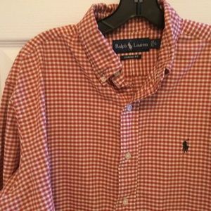 Ralph Lauren Polo shirt-large-rust cream stripe